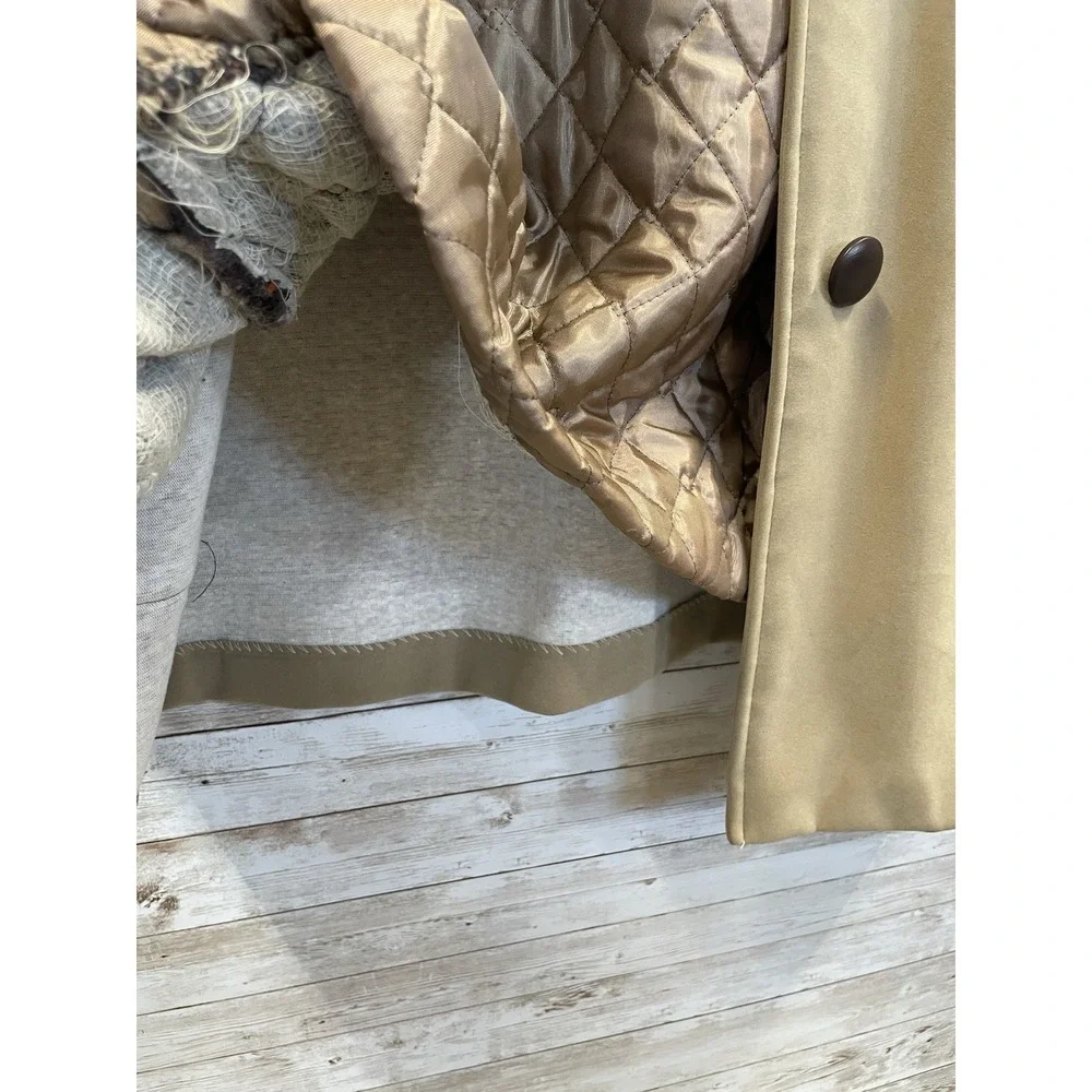 Vintage 60s-70s Womens 18 Coat Mod Tan Faux‎ Suede Peter Pan Collar A-Line USA